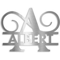Personalisiertes Monogramm aus Edelstahl Namenszeichen 55 x 80 cm Steckdübel