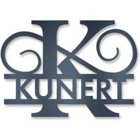 Personalisiertes Monogramm Anthrazit RAL7016 Namenszeichen 18 x 27 cm Silikonkleber