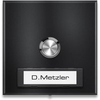 Metzler Funkklingel Aufputz austauschbares Namensschild | RAL 9005 Tiefschwarz | Parisa