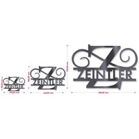 Personalisiertes Monogramm aus Edelstahl DB703 55 x 80 cm Steckdübel