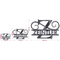 Personalisiertes Monogramm aus Edelstahl DB703 55 x 80 cm Silikonkleber