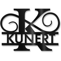 Personalisiertes Namensschild mit Monogramm in Tiefschwarz RAL 9005 55 x 80 cm keine Befestigung