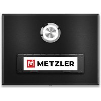 Metzler Türklingel Aufputz Schwarz austauschbares Namensschild | Abakos