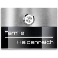Metzler Türklingel Edelstahl Schwarz 3D-Namensgravur + LED-Taster optional | Sena