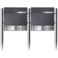 Metzler Edelstahl Standbriefkasten Mehrfamilienhaus Eisenglimmer DB703 Lasergravur | Siebert