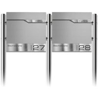 Metzler Edelstahl Standbriefkasten Mehrfamilienhaus Graualuminium RAL 9007 Lasergravur | Siebert