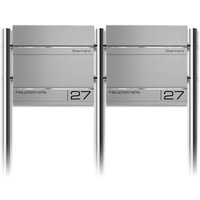 Metzler Edelstahl Standbriefkasten Mehrfamilienhaus Graualuminium RAL 9007 Lasergravur | Hermann