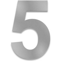 Metzler Hausnummer Edelstahl RAL9007 Graualuminium, Arial, Höhe 20 cm, Zahl 5