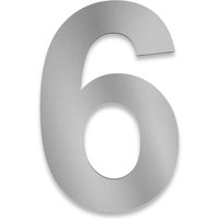 Metzler Hausnummer Edelstahl RAL9007 Graualuminium, Arial, Höhe 20 cm, Zahl 6