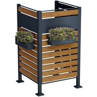 Metzler Sichtschutz Mülltonnenzaun | für eine Mülltonne | rostfrei und massiv | Holzoptik