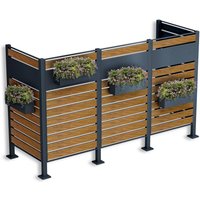 Metzler Sichtschutz Mülltonnenzaun | für drei Mülltonnen | rostfrei und massiv | Holzoptik Eiche