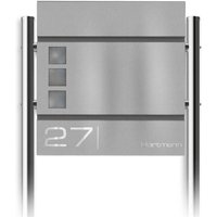 Metzler Standbriefkasten Graualuminium hochwertiger Stahl | Cube