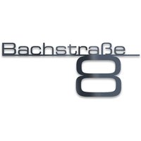 Metzler Edelstahl Schriftzug mit Straße & Hausnummer | RAL 7016 Anthrazitgrau | 60 cm | Bach