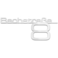 Metzler Edelstahl Schriftzug mit Straße & Hausnummer | RAL 9016 Verkehrsweiß | 38 cm | Bach