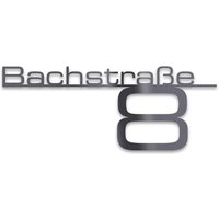 Metzler Edelstahl Schriftzug mit Straße & Hausnummer | DB 703 Eisenglimmer | 60 cm | Bach