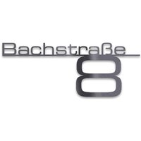 Metzler Edelstahl Schriftzug mit Straße & Hausnummer | DB 703 Eisenglimmer | 120 cm | Bach