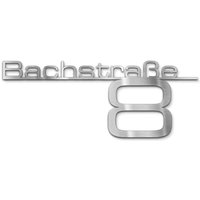 Metzler Edelstahl Schriftzug mit Straße & Hausnummer | Edelstahl Gebürstet | 60 cm | Bach