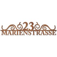 Metzler Edelstahl Schriftzug | mit Straße & Hausnummer | Rost | 120 cm | August