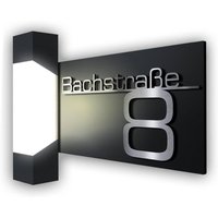 LED Außenleuchte | Anthrazit | Edelstahl Schriftzug | Steinbach