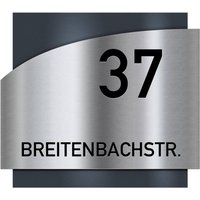Metzler Edelstahl Hausnummernschild mit Straßennamen | Anthrazit RAL 7016 | Falko 1