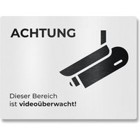 Hinweisschild aus Edelstahl - Dieser Bereich ist videoüberwacht | RAL 9016 Verkehrsweiß