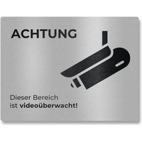 Hinweisschild aus Edelstahl - Dieser Bereich ist videoüberwacht | RAL 9007 Graualuminium