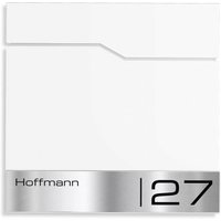 Metzler Briefkasten mit Edelstahl-Namensschild | RAL 9016 Verkehrsweiß | Enno