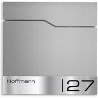 Metzler Briefkasten mit Edelstahl-Namensschild | RAL 9007 Graualuminium | Enno