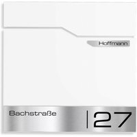 Metzler Briefkasten mit Namensschild aus Edelstahl | RAL 9016 Verkehrsweiß | Thobe