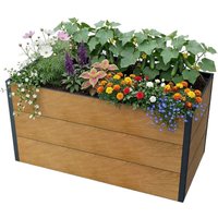 Metzler XXL Hochbeet für den Garten in Holzoptik + Anthrazitgrau Pulverbeschichtet | 150 x 75 x 77 cm