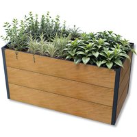 Metzler XXL Hochbeet für den Garten in Holzoptik + Anthrazitgrau Pulverbeschichtet | 150 x 75 x 77 cm