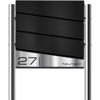 Metzler Design Standbriefkasten mit Standfuß aus Edelstahl | RAL 9005 Tiefschwarz | Neumann