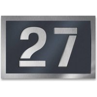 Metzler Hausnummernschild aus Edelstahl RAL 7016 Anthrazitgrau | 16 x 11 cm