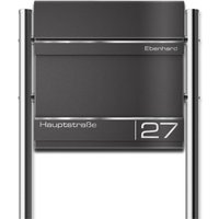 Metzler Standbriefkasten | Standfuß aus Edelstahl | mit Lasergravur | DB 703 Eisenglimmer | Hermann