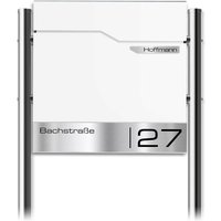 Metzler Standbriefkasten | inkl. Namensschild aus Edelstahl | RAL 9016 Verkehrsweiß | Thobe