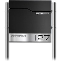 Metzler Standbriefkasten | inkl. Namensschild aus Edelstahl | RAL 9005 Tiefschwarz | Thobe