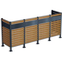 Metzler Sichtschutz Mülltonnenzaun | für vier Mülltonnen | rostfrei und massiv | Holzoptik