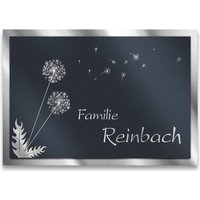 Namensschild Pusteblume aus Edelstahl in Anthrazit