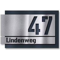 Metzler Individuelle Hausnummer aus Edelstahl | 17 x 11 cm