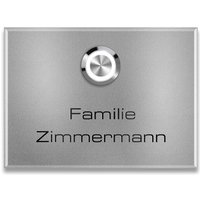 Metzler Aufputz Türklingel | personalisiert mit Gravur | Edelstahl-Taster mit LED | RAL 9007 Graualuminium | Vitus
