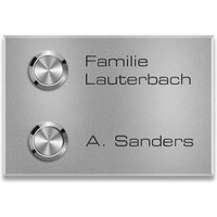 Metzler Funkklingel für Zweifamilienhaus - Gravur | RAL 9007 Graualuminium | Vitus M2