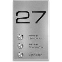 Metzler Funkklingel Mehrfamilienhaus | 3 Klingeltaster | personalisiert mit Gravur | RAL 9007 Graualuminium | Alan M3