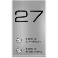 Metzler Türklingel Aufputz Zweifamilienhaus | Gravur optional | RAL 9007 Graualuminium | Alan M2