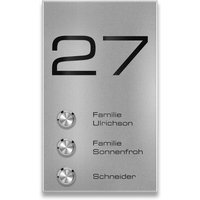 Metzler Türklingel Aufputz Mehrfamilienhaus Graualuminium Gravur | Alan M3