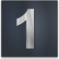 3D-Hausnummernschild in Anthrazit mit Edelstahlziffer | Hausnummer 1