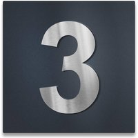 3D-Hausnummernschild in Anthrazit mit Edelstahlziffer | Hausnummer 3