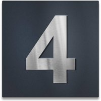 3D-Hausnummernschild in Anthrazit mit Edelstahlziffer | Hausnummer 4