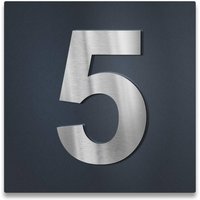 3D-Hausnummernschild in Anthrazit mit Edelstahlziffer | Hausnummer 5