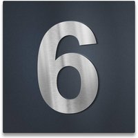 3D-Hausnummernschild in Anthrazit mit Edelstahlziffer | Hausnummer 6