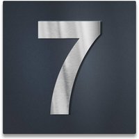 3D-Hausnummernschild in Anthrazit mit Edelstahlziffer | Hausnummer 7